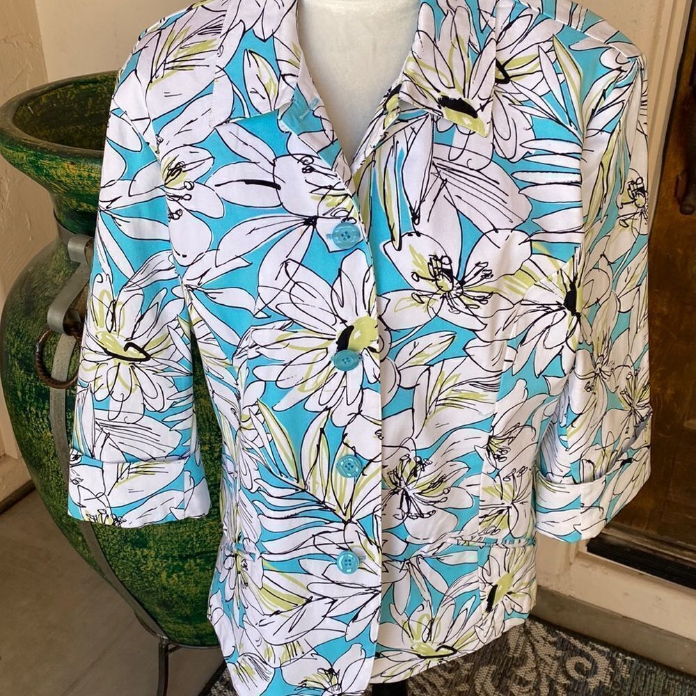 Floral Button Front Jacket Two Front Pockets By N… - image 1